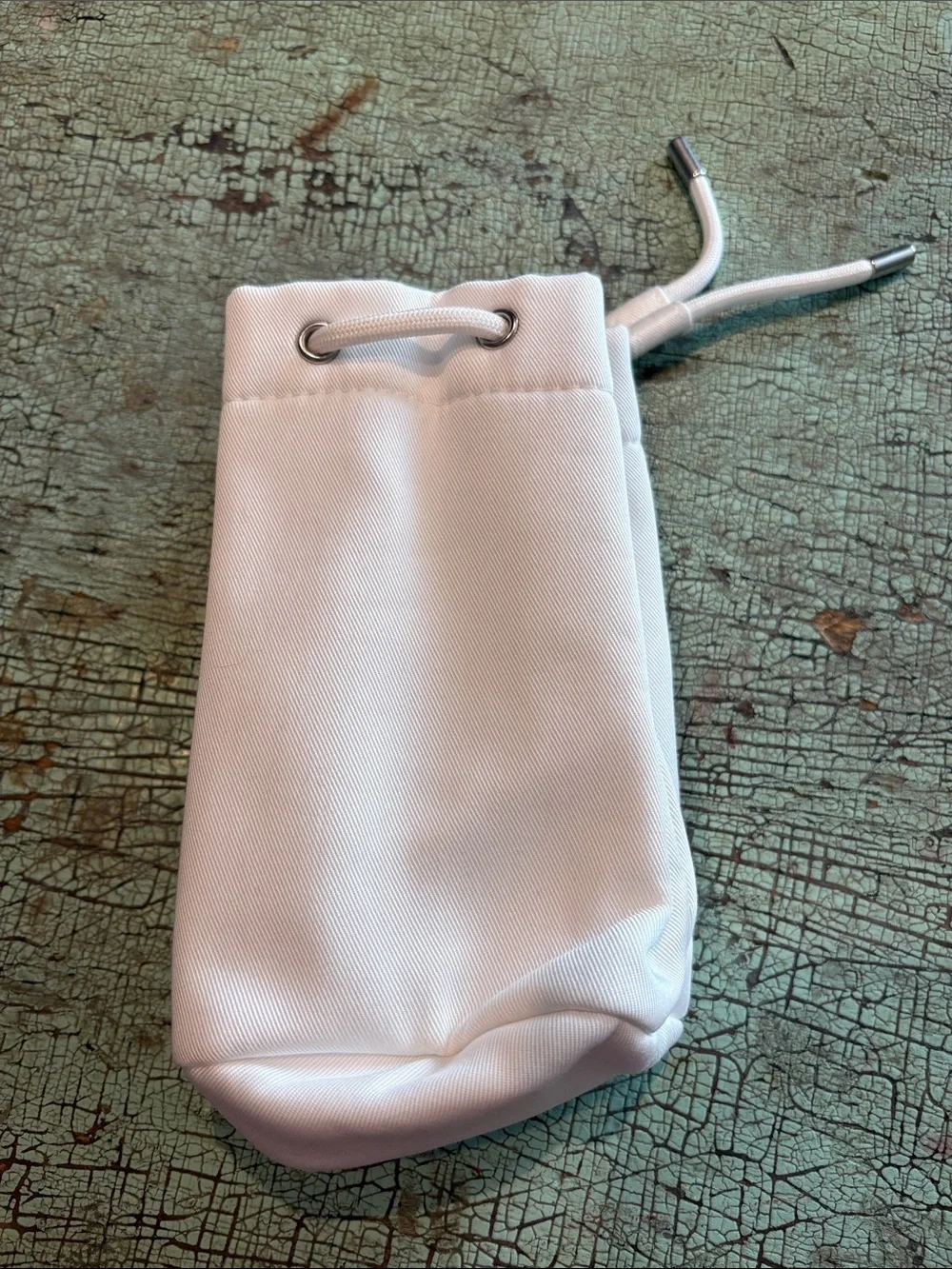 Dior Beauty White Embroidered Drawstring Cosmetic Pouch Bag